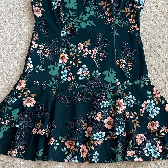 Eliza J Emerald Green Floral Fit-And-Flare Mini Dress Size 14 Party Feminine - Picture 6 of 15